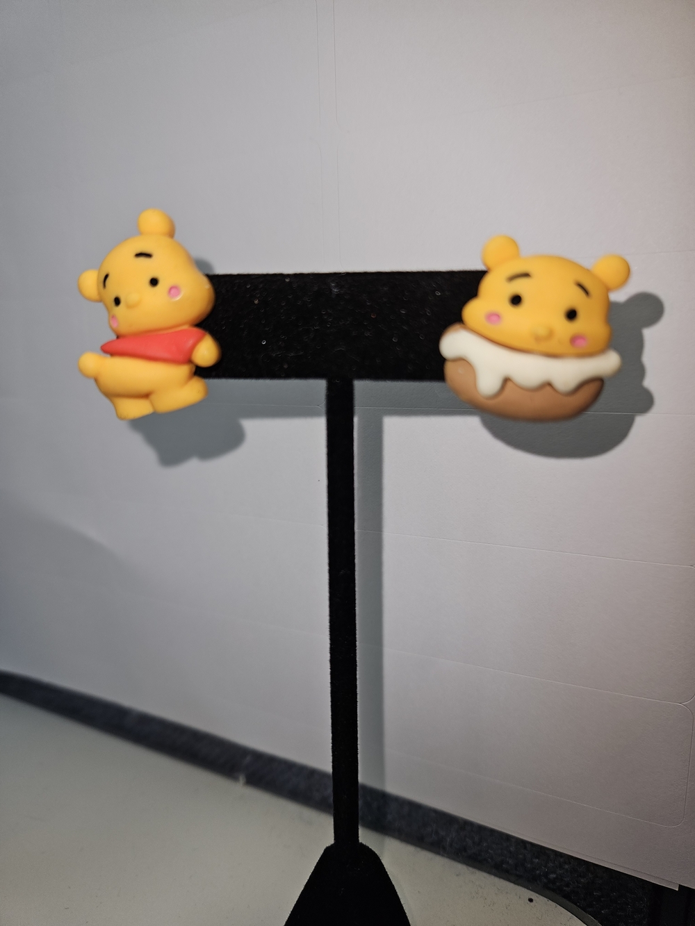 Cute Yellow Bear Cartoon Stud Earrings - Whimsical Yellow Pink Accent